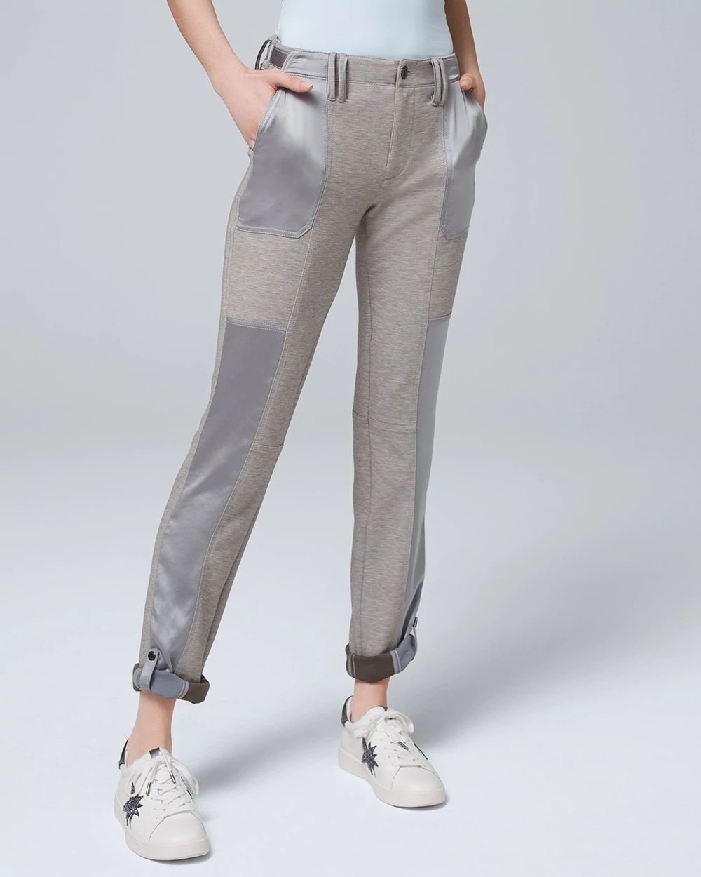WHBM WKND Satin Trim Knit Cropped Pant