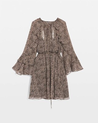 Petite Leopard Ruffle Mini Dress click to view larger image.
