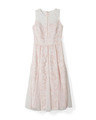 Sleeveless All-Over Lace Fit-and-Flare Godet Dress