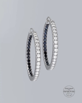 Sterling Silver Black & White Pavé Hoops With Zirconia From Swarovski®