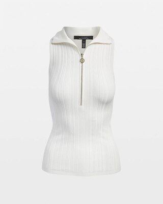 Half Zip Rib Halter Sweater Tank click to view larger image.