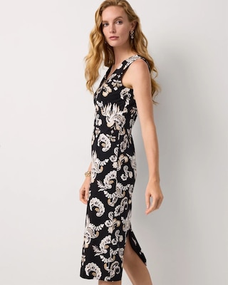 Poplin V-neck Midi Dress click to view larger image.
