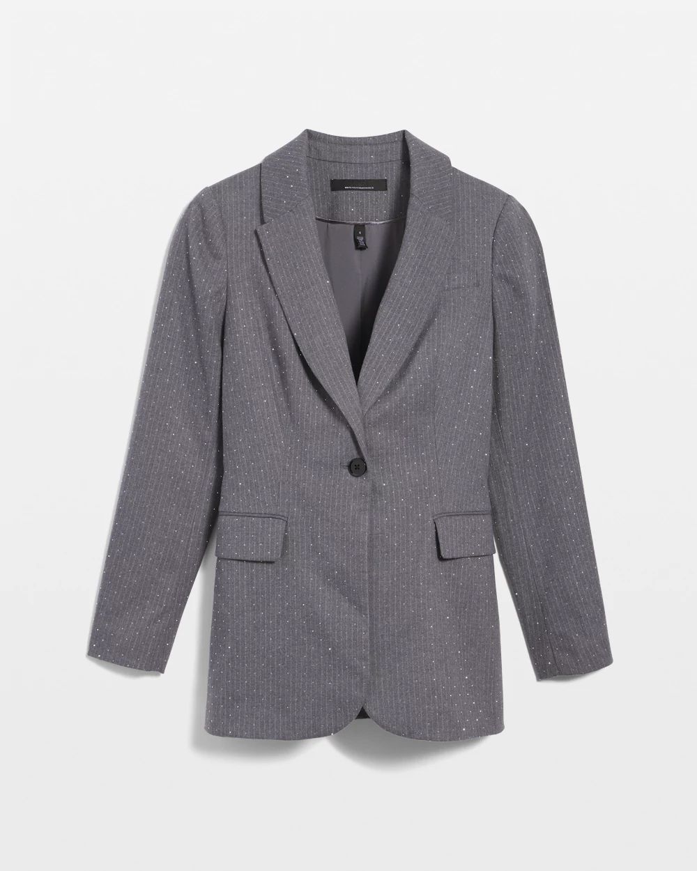 Petite Relaxed Pinstripe One-Button Blazer