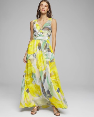 Petite Sleeveless V-Neck Braided Waist Maxi Dress