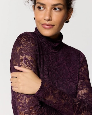 Lace Mockneck Long Sleeve Top click to view larger image.