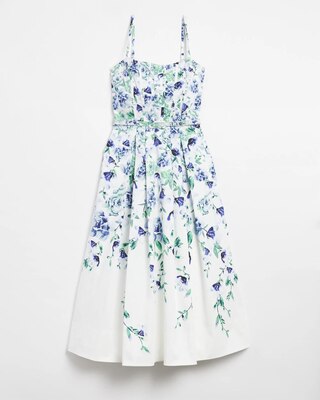Petite Sleeveless Seamed Bodice Fit & Flare Midi Dress