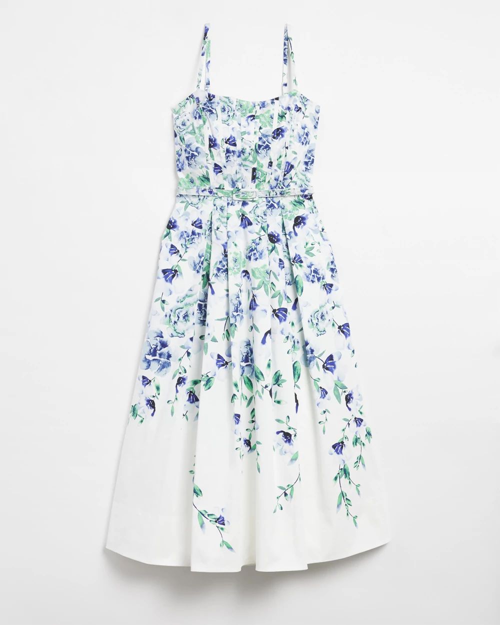 Petite Sleeveless Seamed Bodice Fit & Flare Midi Dress