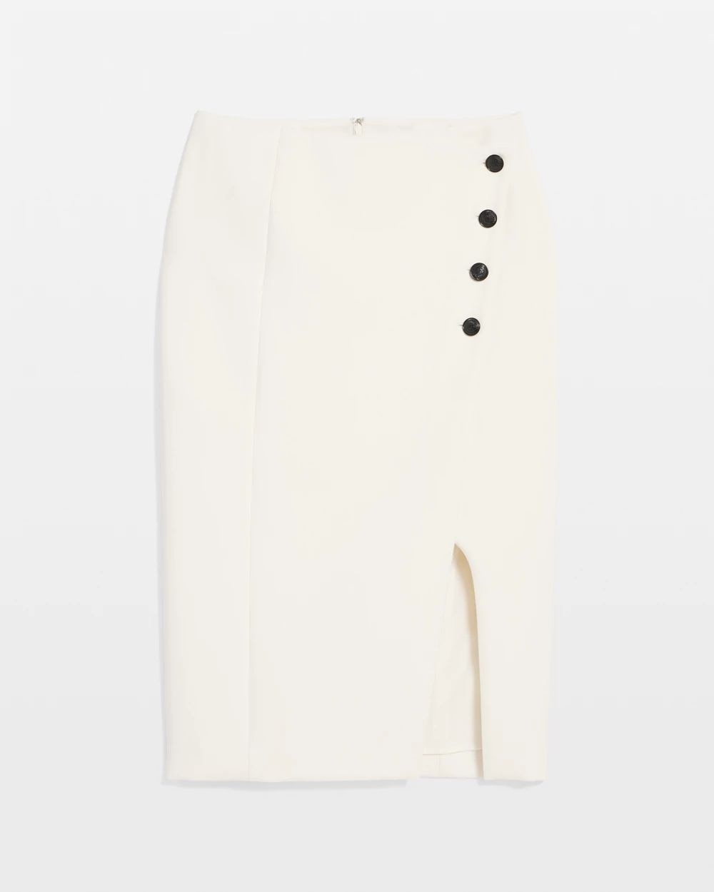 Asymmetric Button Front Pencil Skirt