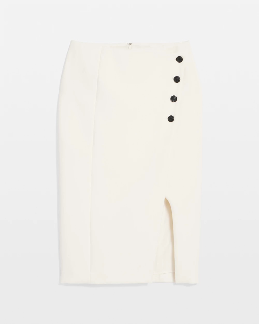 Asymmetric Button Front Pencil Skirt