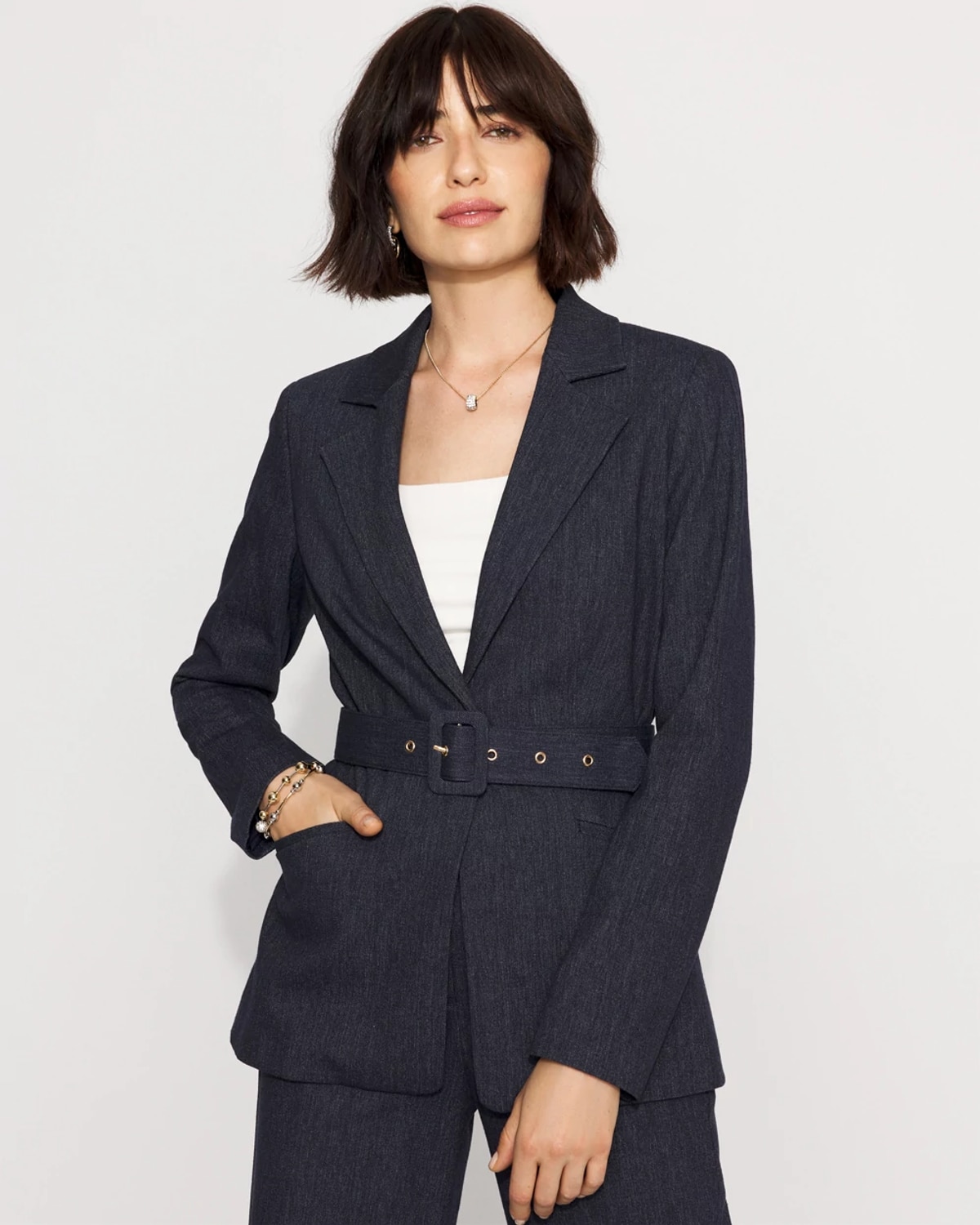 White House Black Market Petite Belted Blazer In Purple