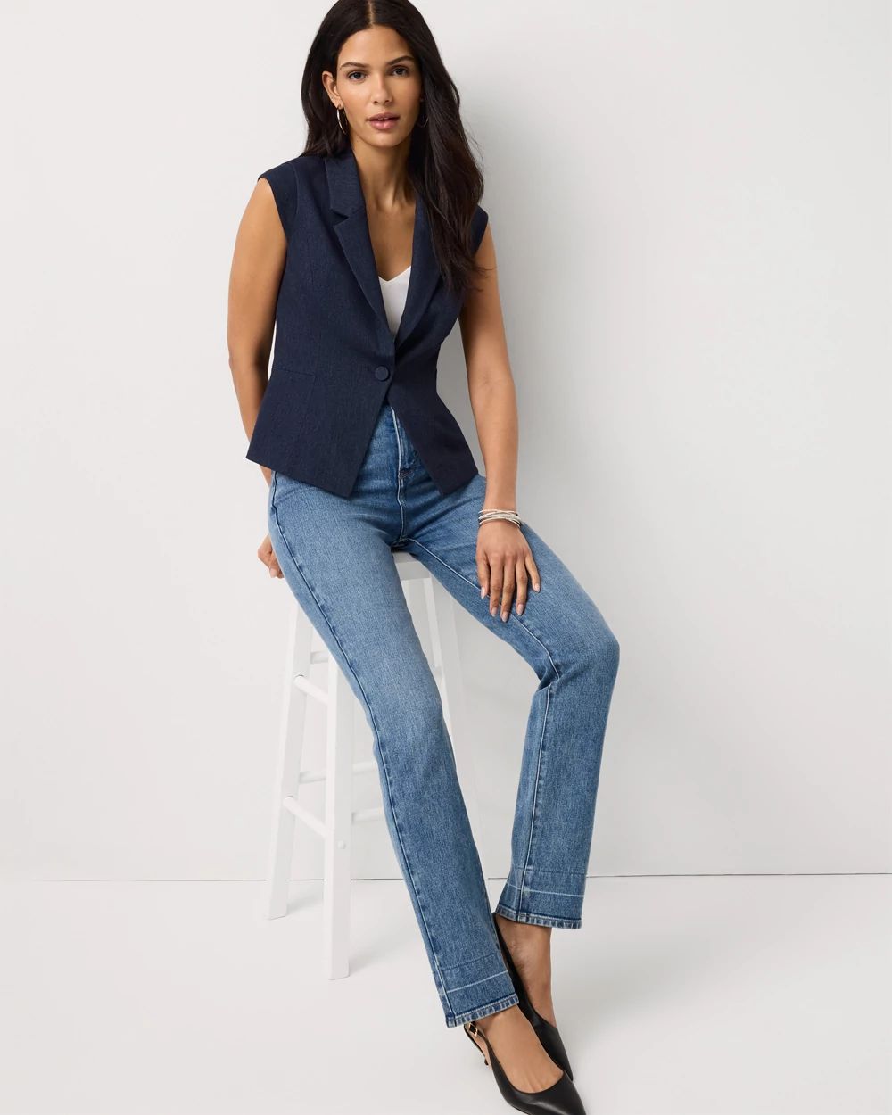 Petite Denim-Look Vest
