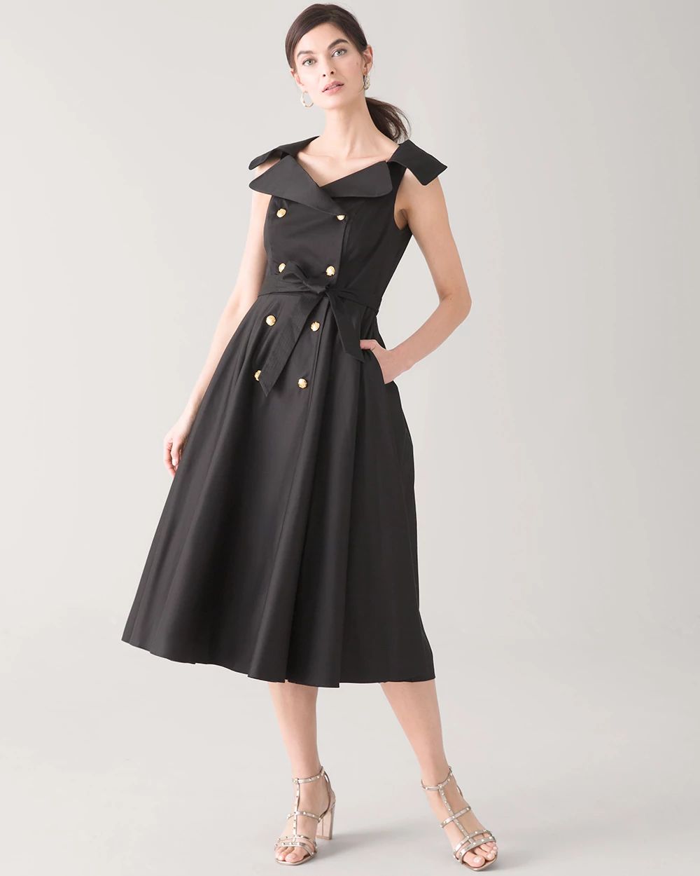 Off-the-Shoulder Trench Coat Dress