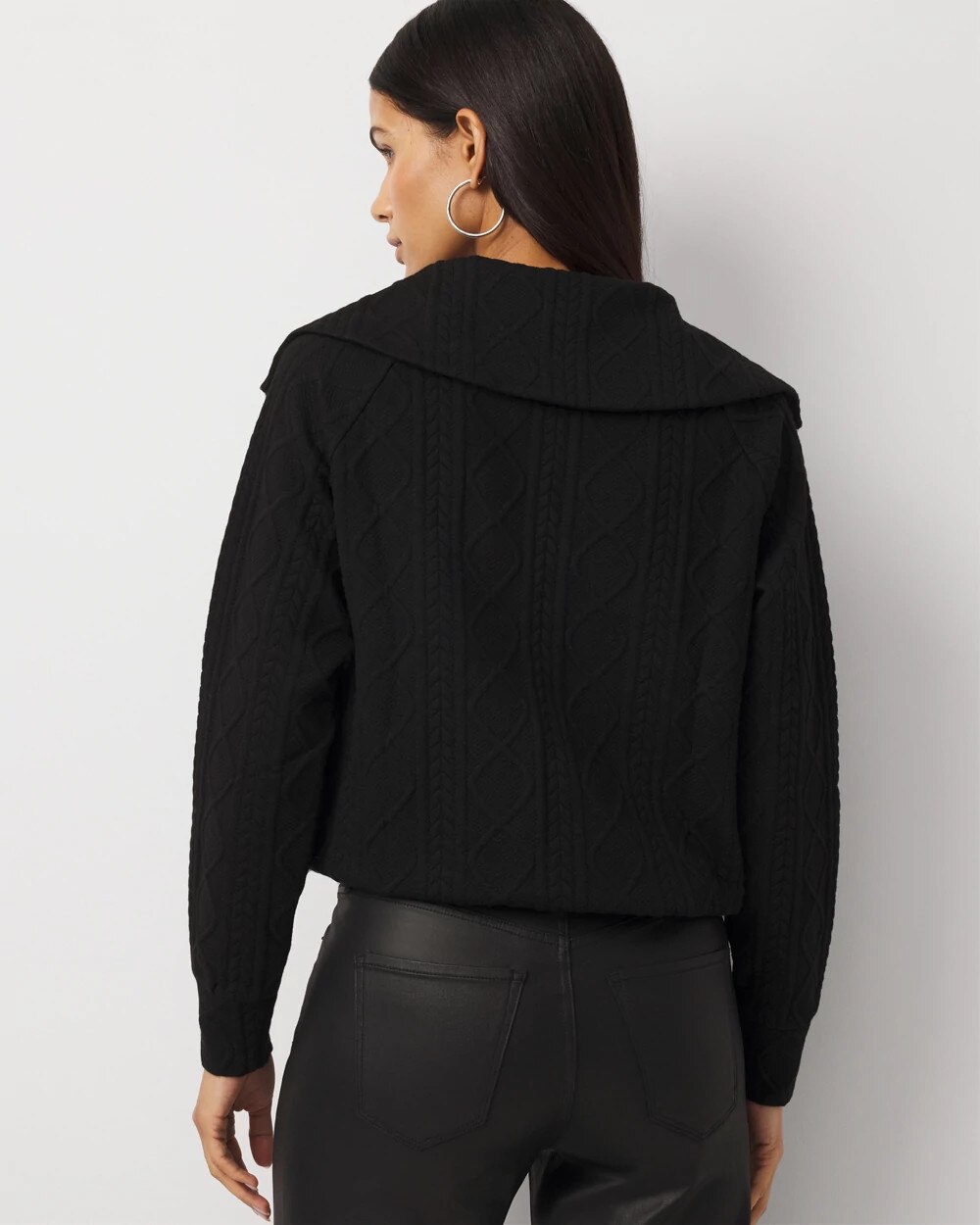 Funnel Neck Cable Knit Pullover - image 4