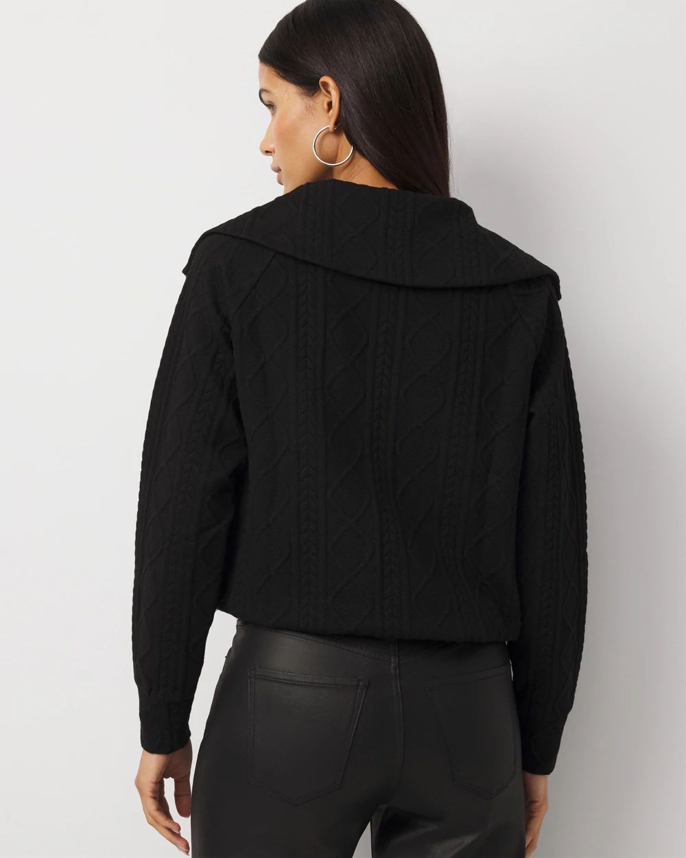 Funnel Neck Cable Knit Pullover click to view larger image.