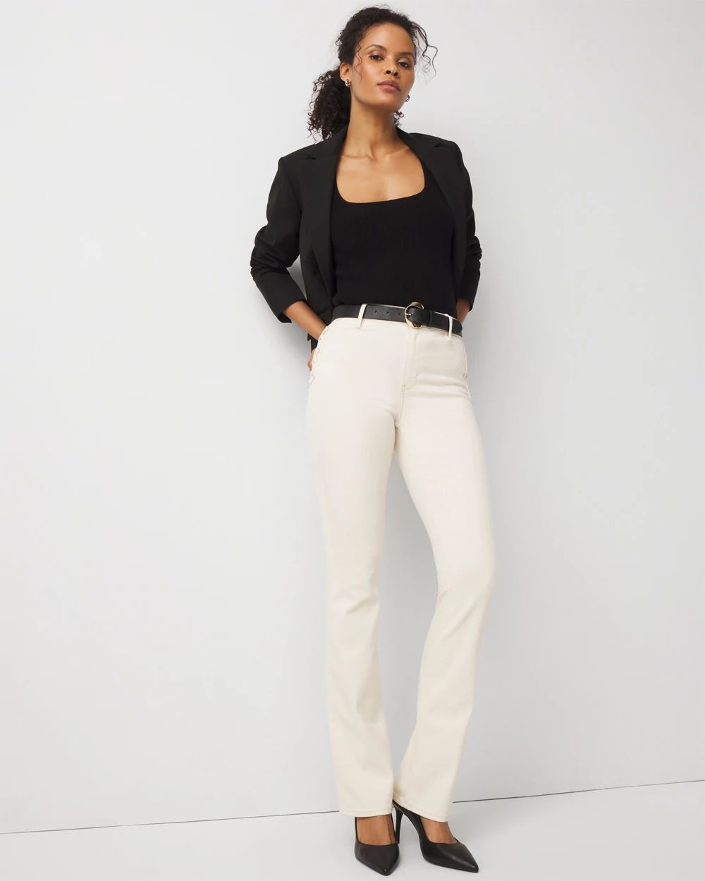 Petite Lace-Up Detail High Rise Bootcut Jean