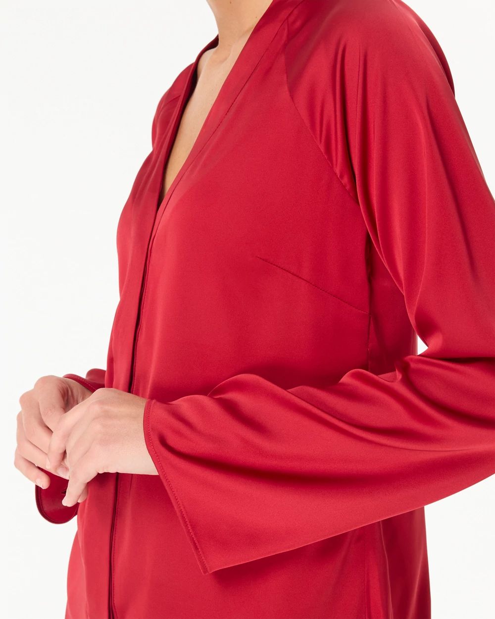 Raglan Sleeve Satin Shirt click to view larger image.