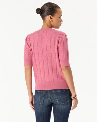 Short Sleeve Button Front V-neck Cardigan click to view larger image.