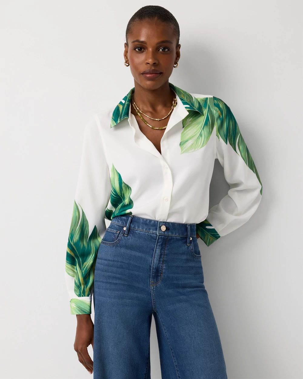 Satin Twill Button Front Shirt