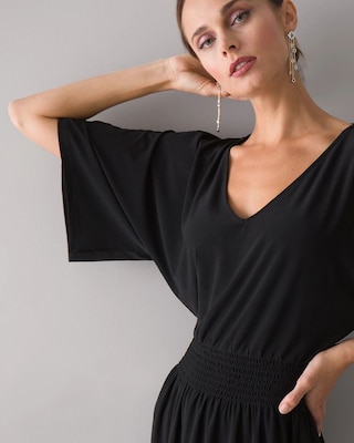 Petite Kimono Sleeve Smocked Waist Dress