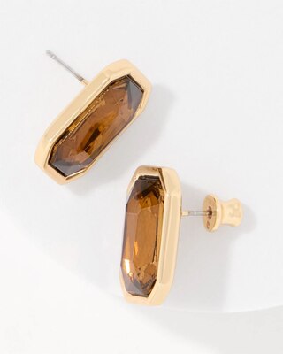 Smokey Topaz Glass Stone Stud Earrings click to view larger image.