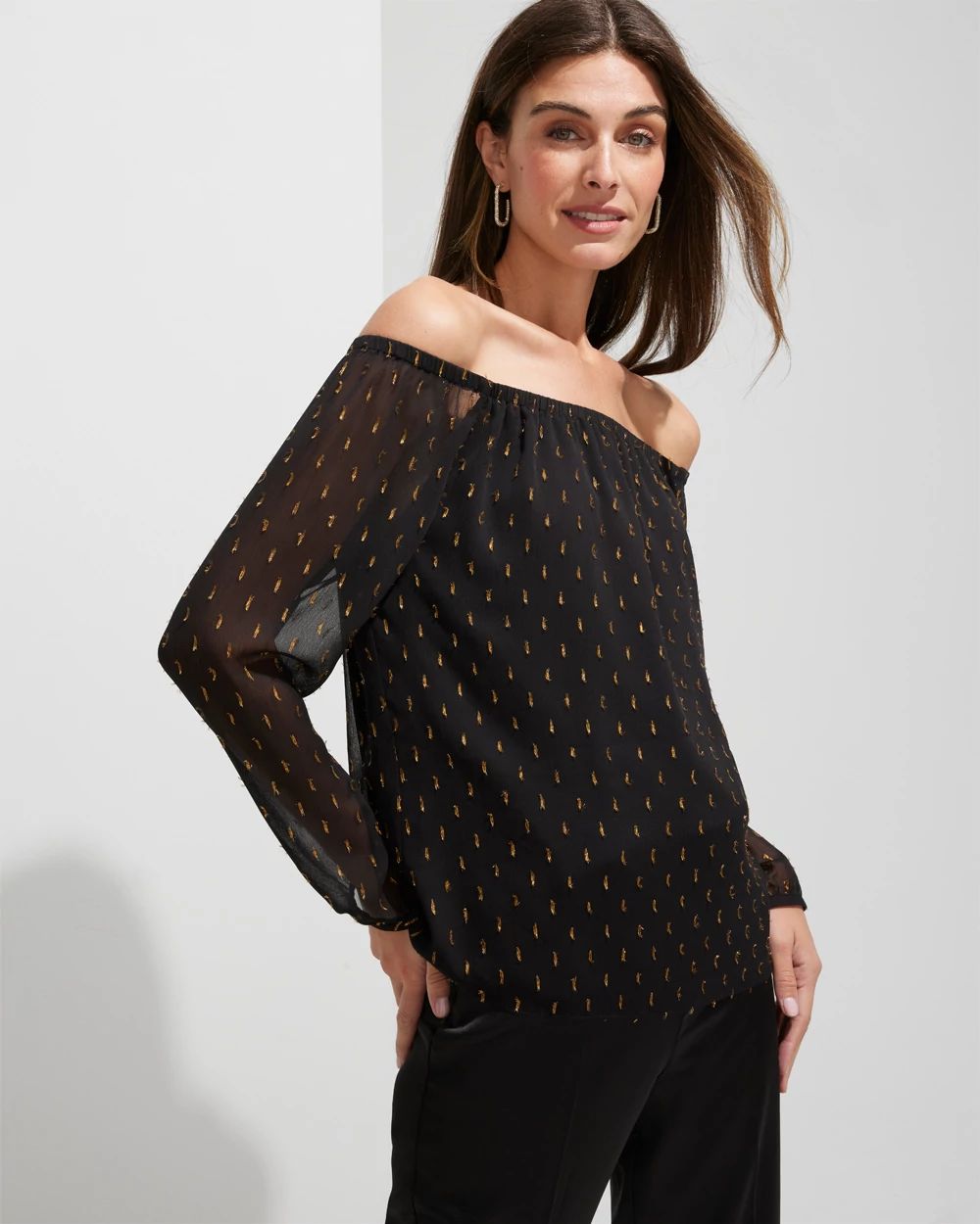 Outlet WHBM Off-The-Shoulder Clip Blouse