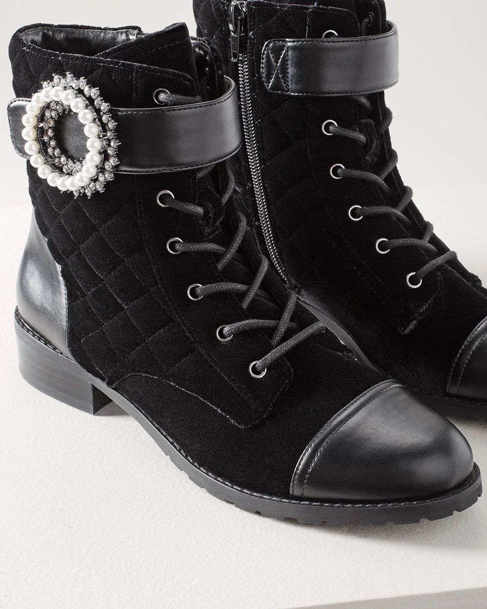 Quilted Velvet Combat Boots click to view larger image.