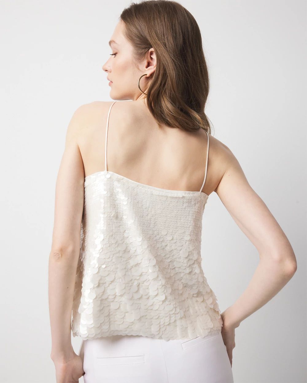 Petite Sequin Mesh Camisole