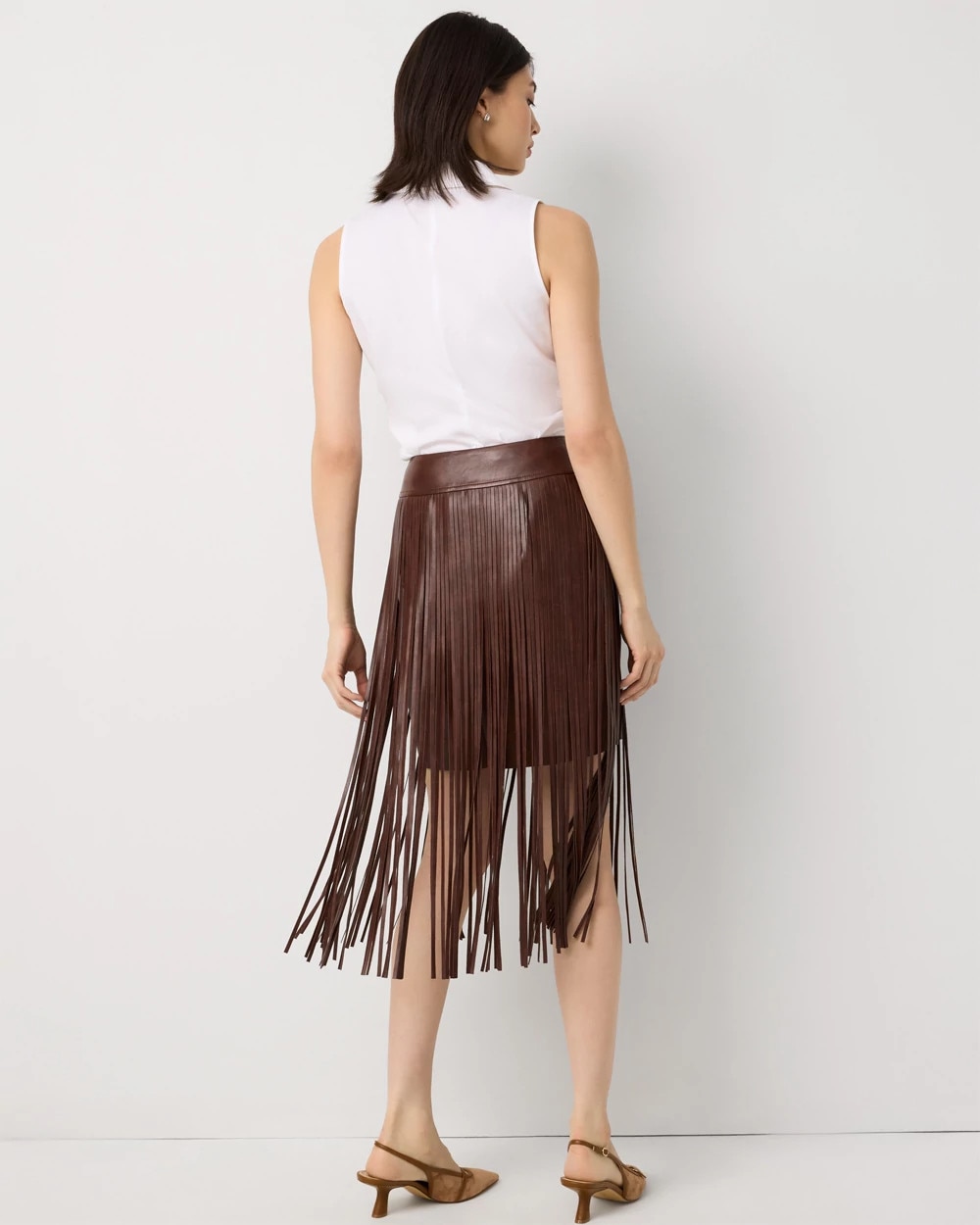 Fringe Faux Leather Skirt - image 2