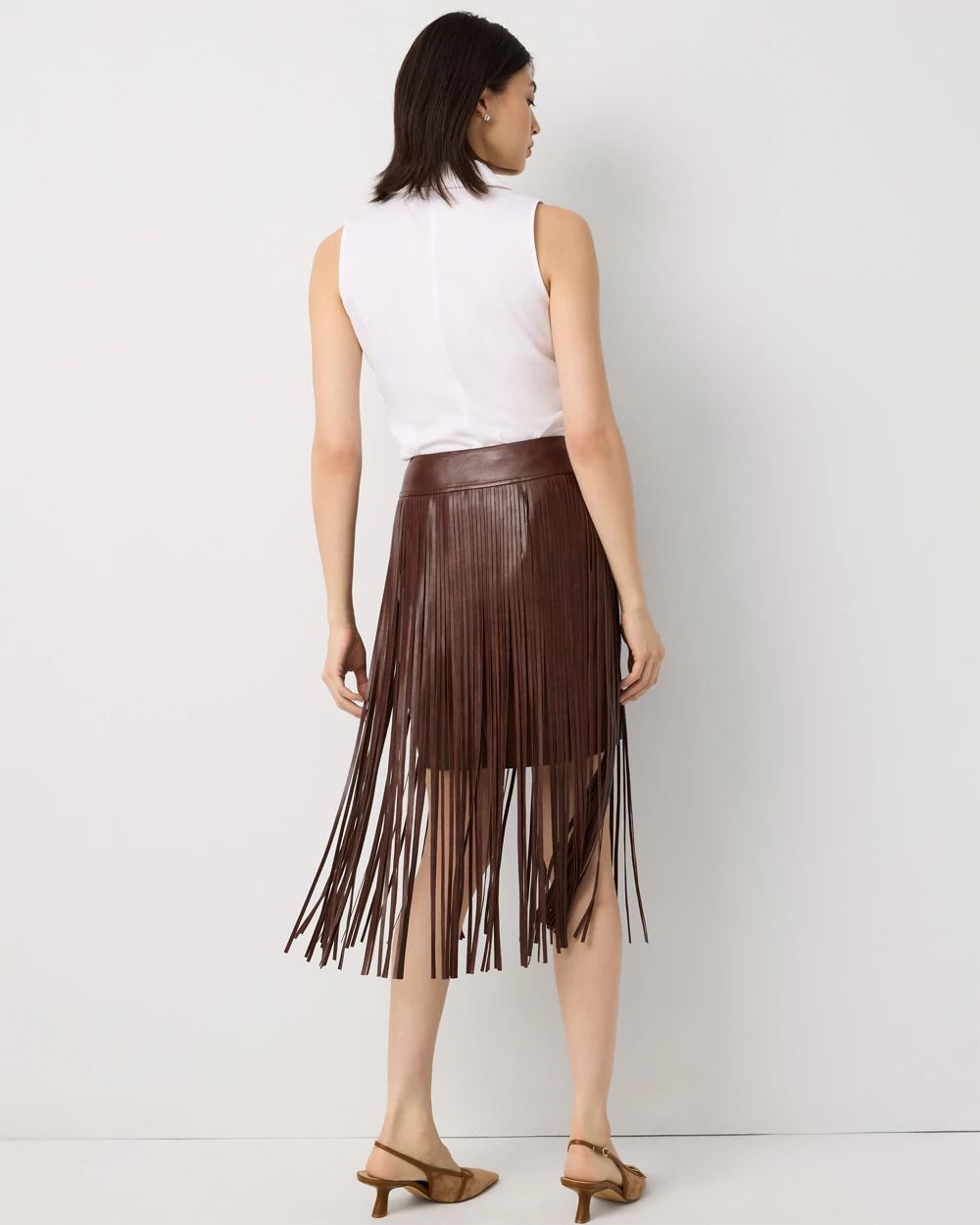 Fringe Faux Leather Skirt