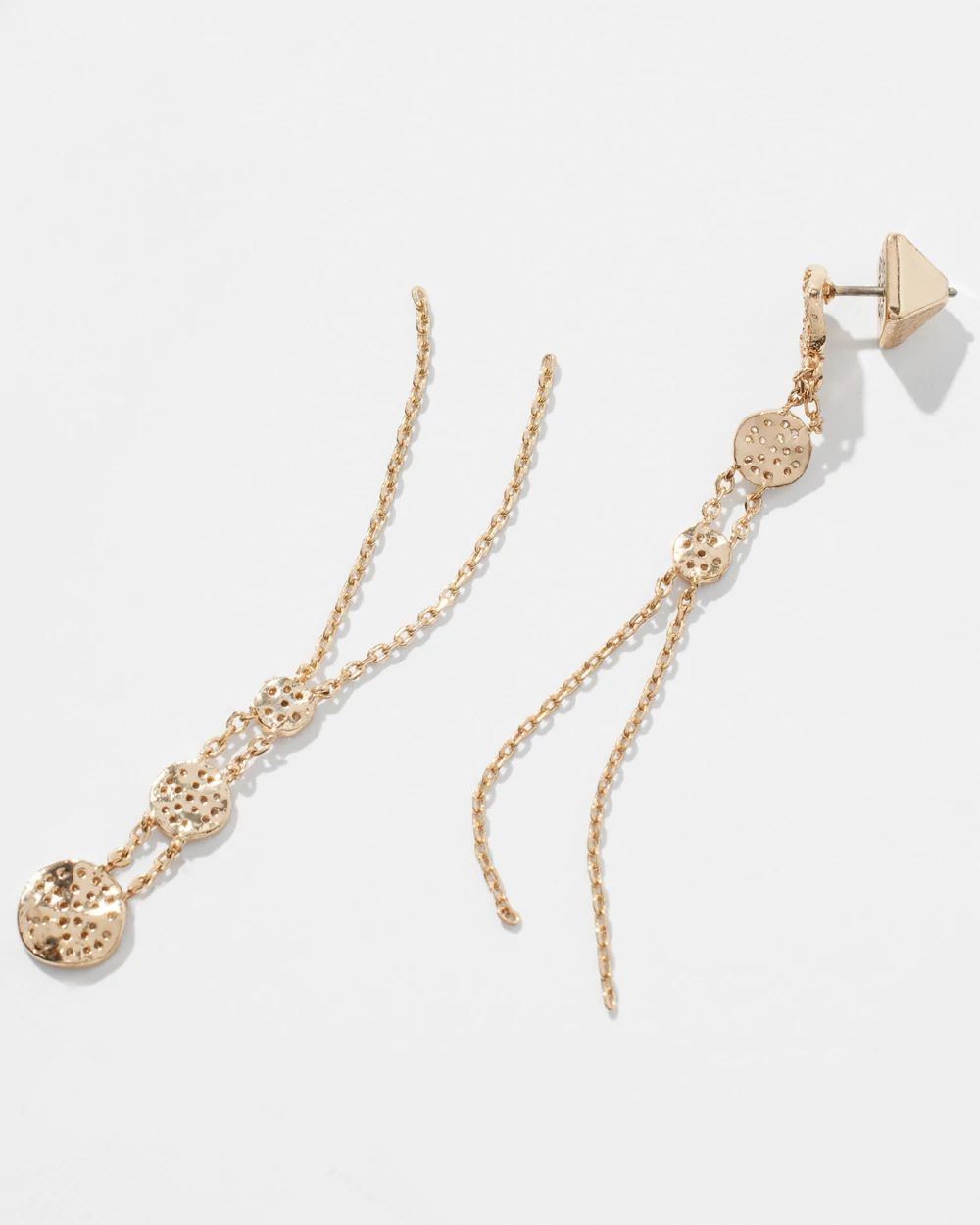 Gold Pave Linear Chain Earrings