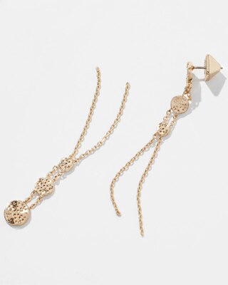 Gold Pave Linear Chain Earrings