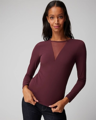WHBM® FORME Long Sleeve Mesh Top
