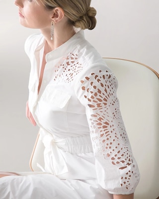 White Poplin Shirtdress click to view larger image.