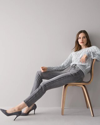 High-Rise Rhinestone Stripe Straight Jeans