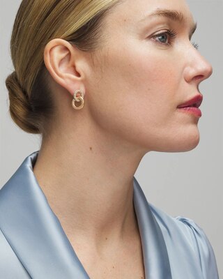 Gold Pave Double Hoop Earrings