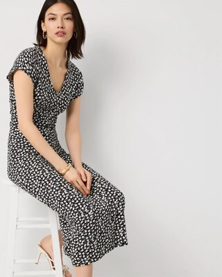 Gathered Waist Short Sleeve Midi Dress click to view larger image.