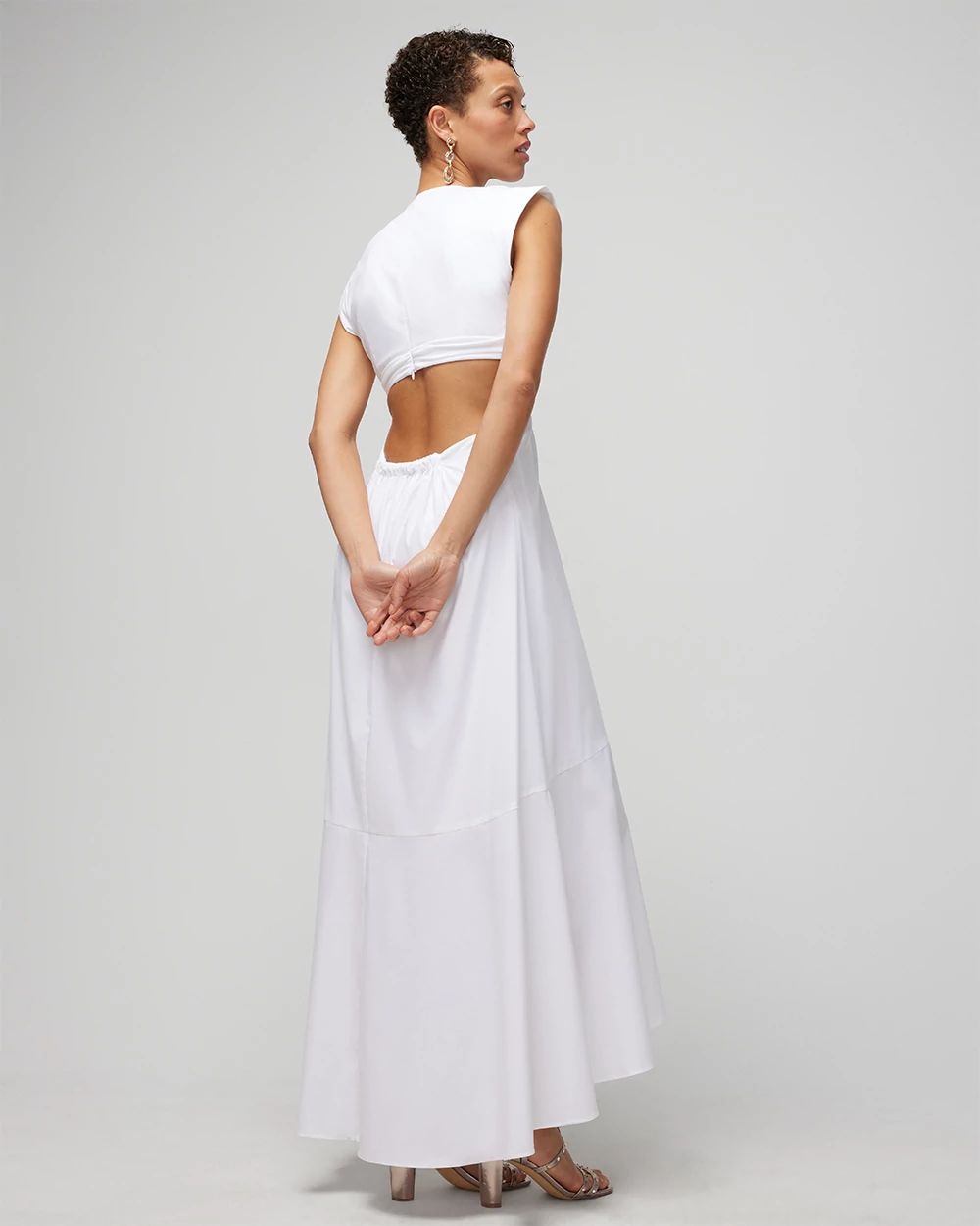 Deep V-Neck Midi Dress with Cut-outs