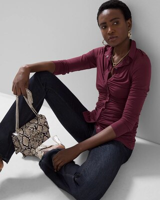 Matte-Jersey Ruched Front Shirt