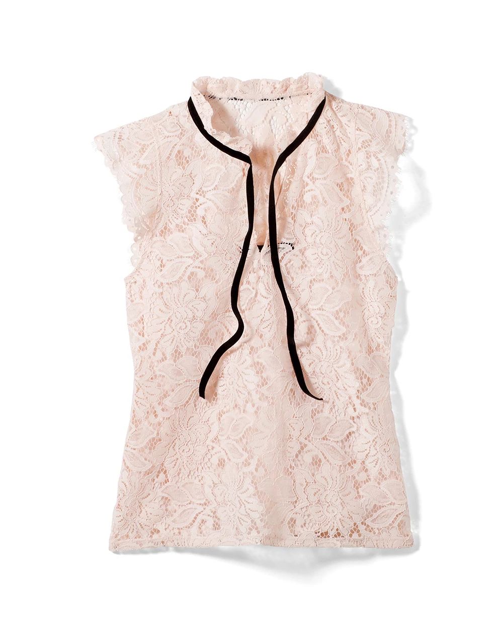 Lace High Neck Shell Top