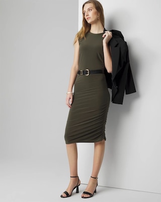 Cap-Sleeve Matte Jersey Ruched Side Dress click to view larger image.