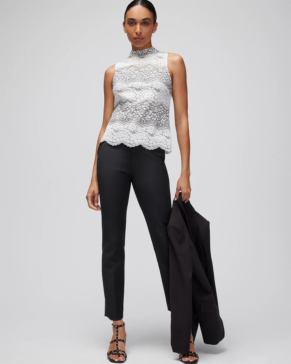 Black & White Lace Shell