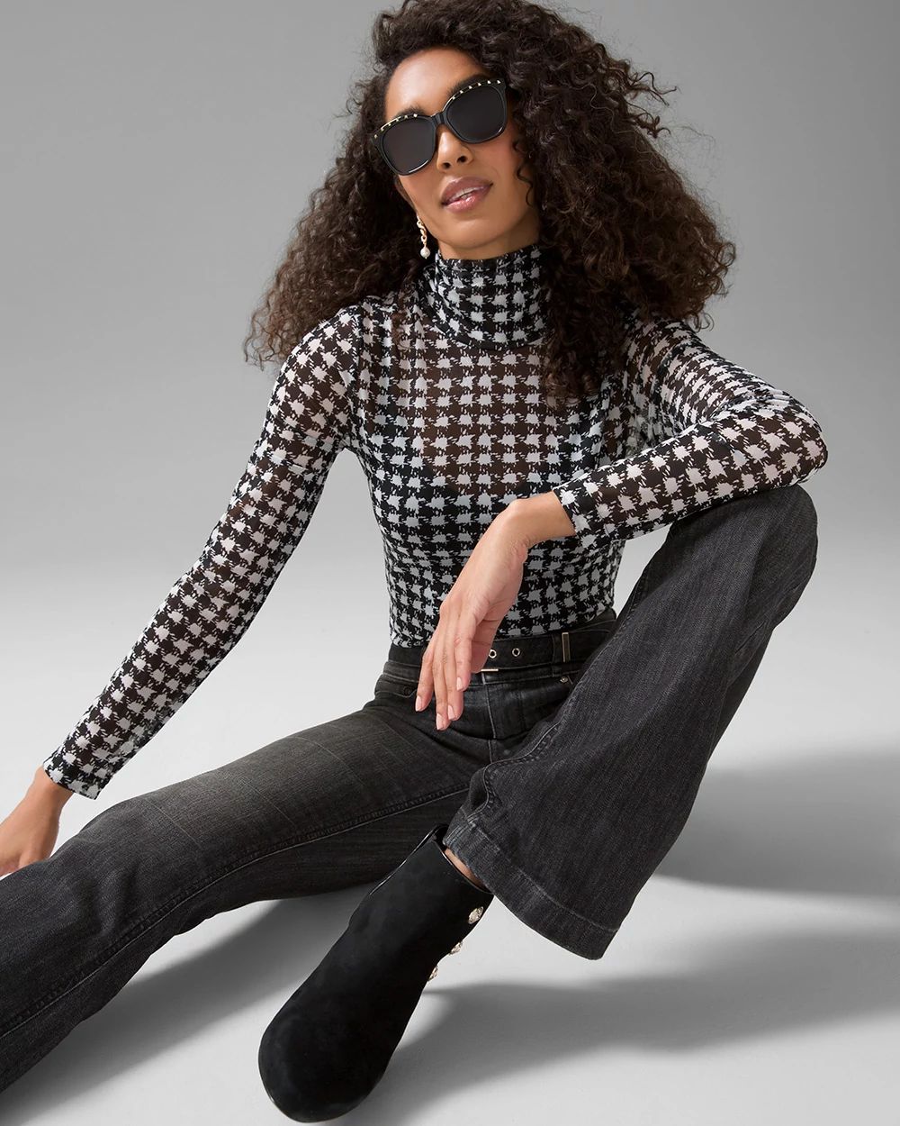 Long Sleeve Mesh Turtleneck