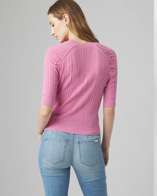 Cashmere-Blend Elbow-Sleeve Shirred Sweater