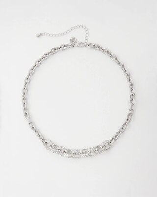 Silvertone Pavé Link Collar Necklace click to view larger image.