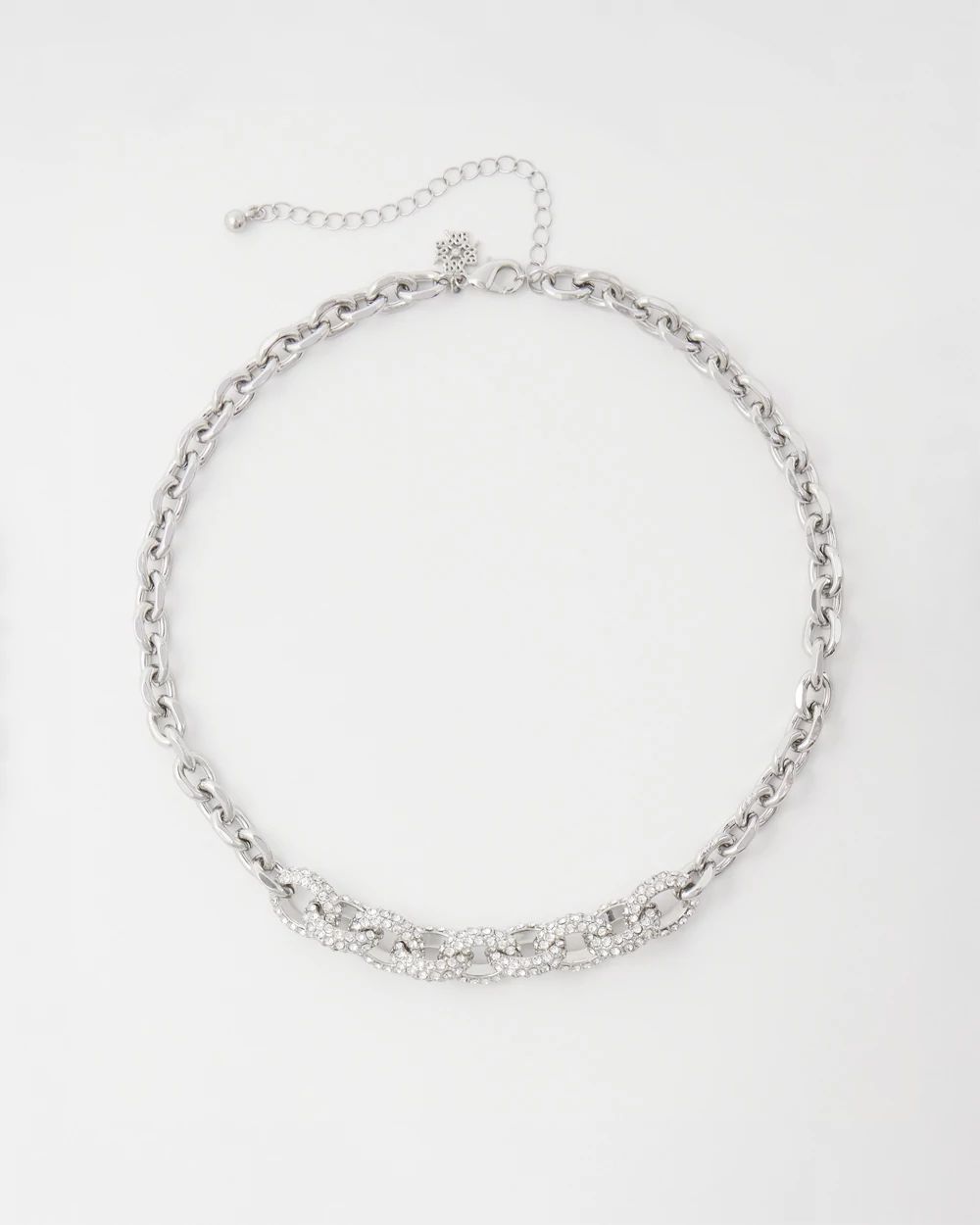 Silvertone Pavé Link Collar Necklace