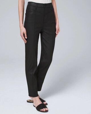 Ultra High-Rise Coated Tapered Ankle Jeans