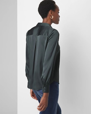 Long Sleeve Cuff Satin Shirt