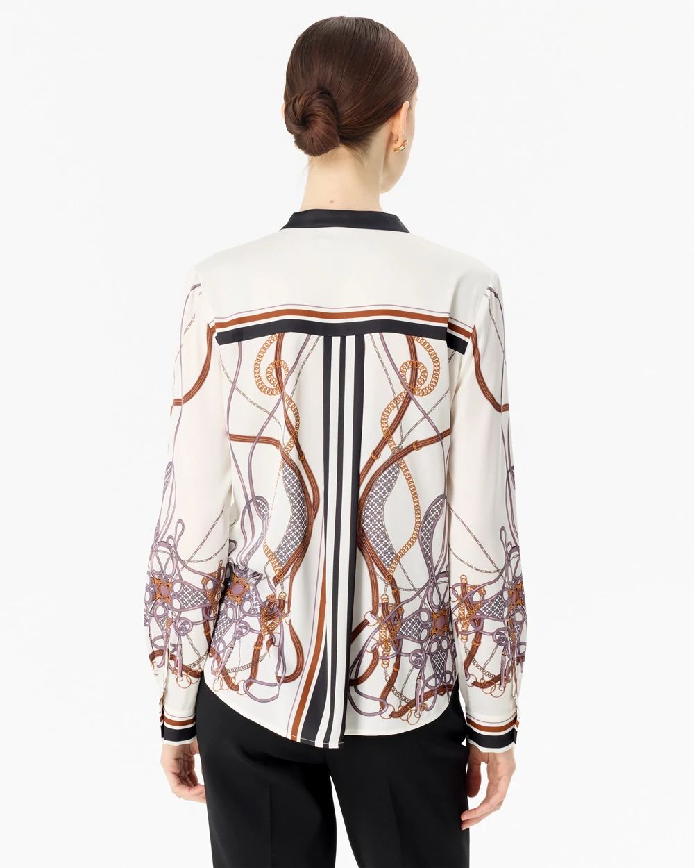 Stand Collar Satin Shirt click to view larger image.