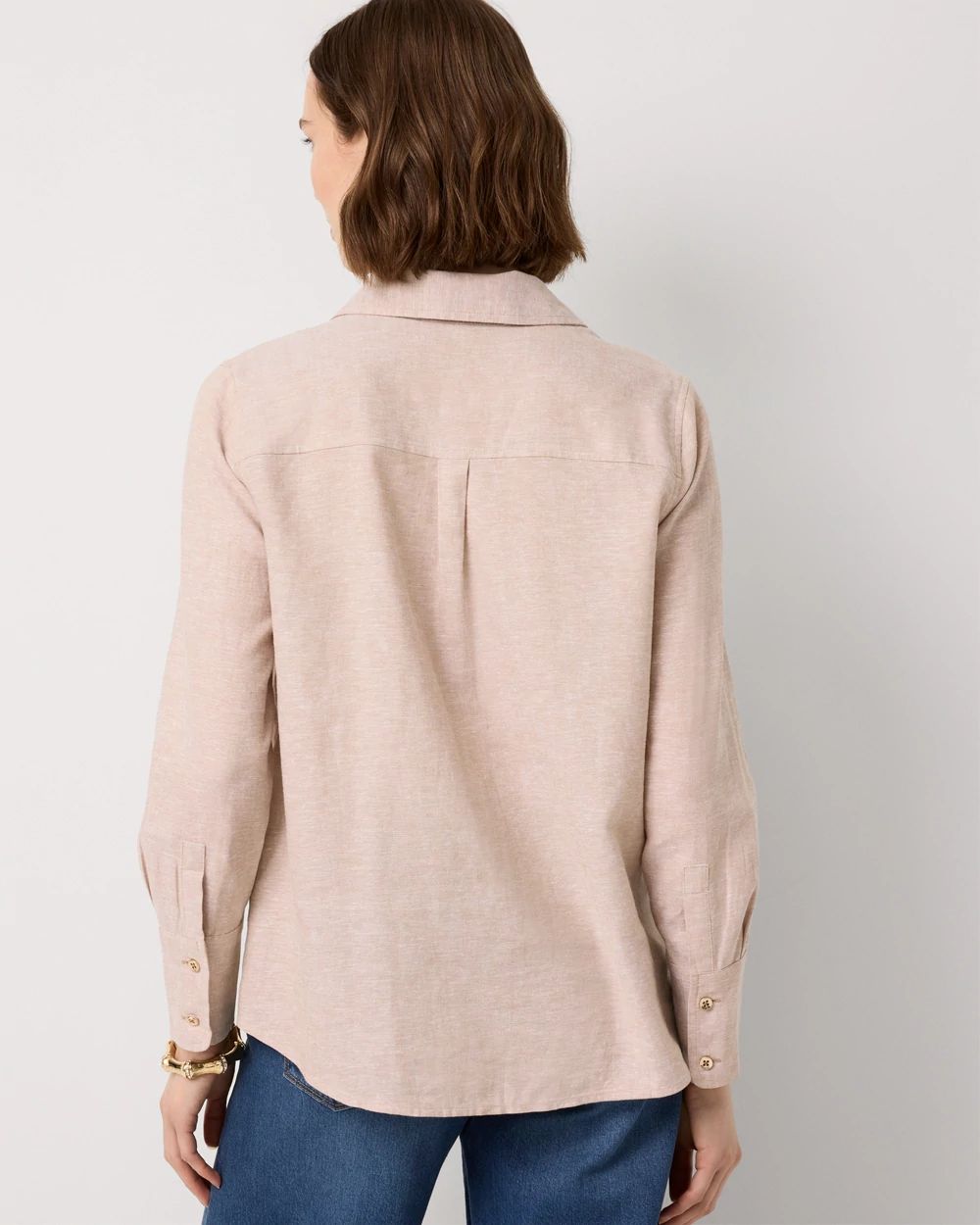 Linen-Blend Button Front Shirt click to view larger image.