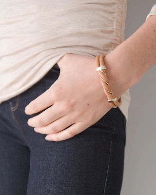 Goldtone & Vegan Leather Twisted Bracelet
